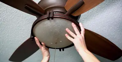 Ceiling fan repair and reinstallation on ceiling mount in San Jose, CA