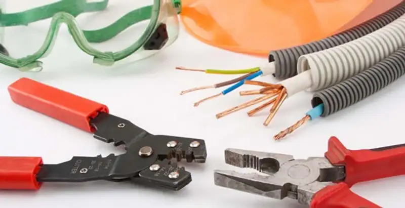 Electrical wiring repair with professional tools and safety equipment in Campbell, CA