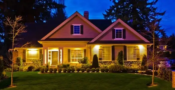 security light installation services illuminating a residential exterior at night in San Jose, CA